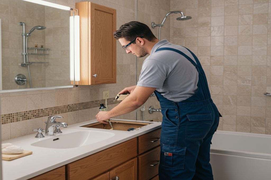 Montagem de Gabinete de Banheiro