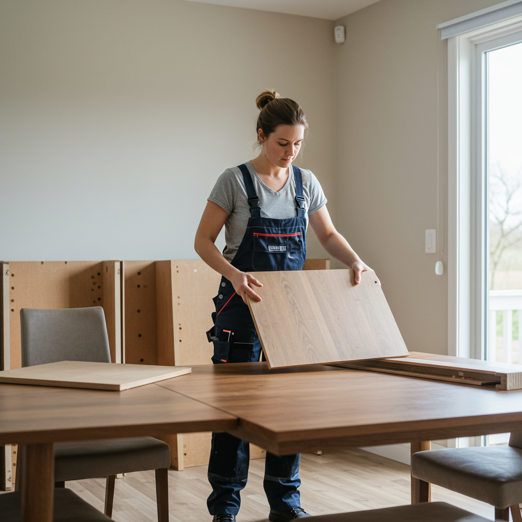 montagem de mesa de jantar