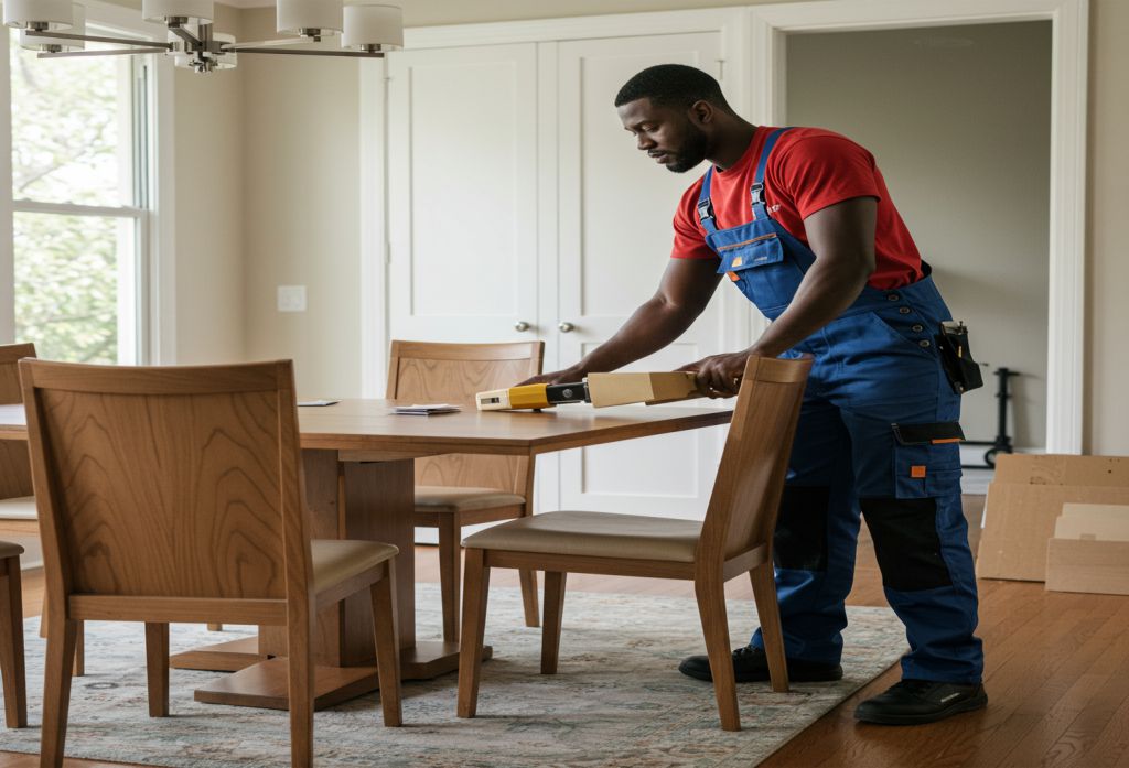 montagem de mesa de jantar